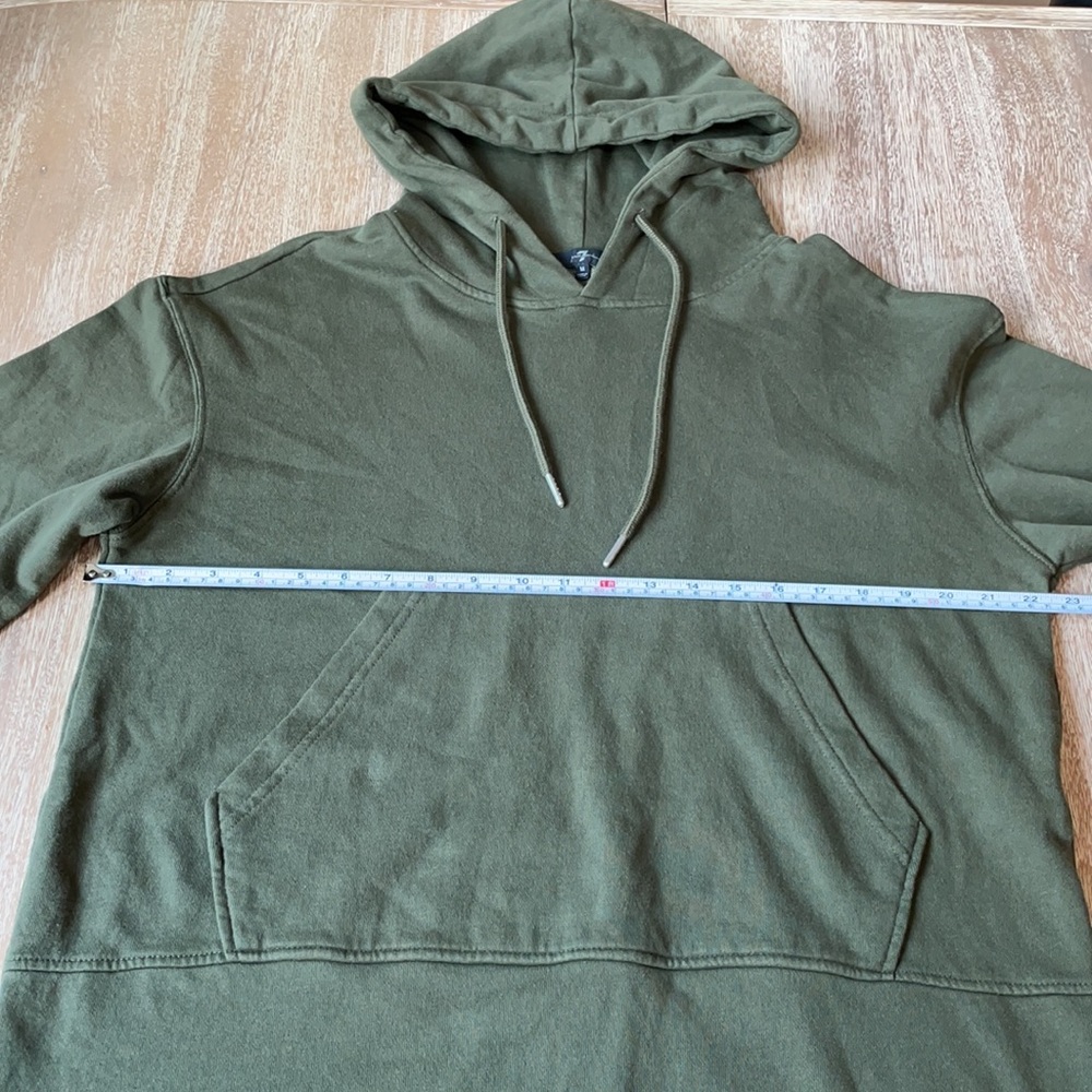 7 For All Mankind Green Hooded Long Sleeve Oversized Sweatshirt Dress - Picture 5 of 13